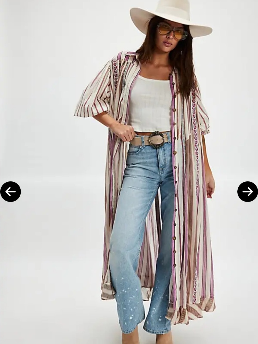 EUC Free People Sweet Dreams Cream & Purple Striped Maxi Dress. Size XS/S combo - Picture 3 of 8
